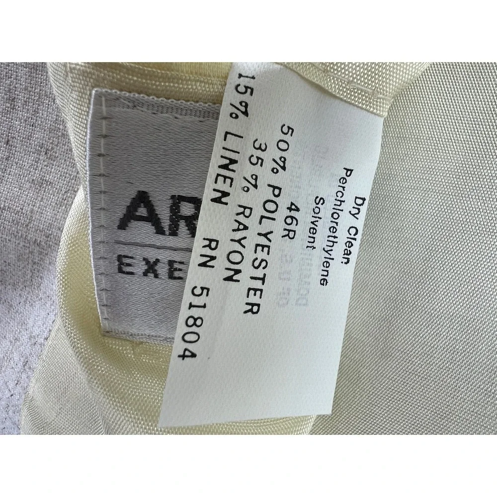 Arnold Palmer Blazer Mens 46R Beige Good Linen Blend Sport Coat Exec 2 Button